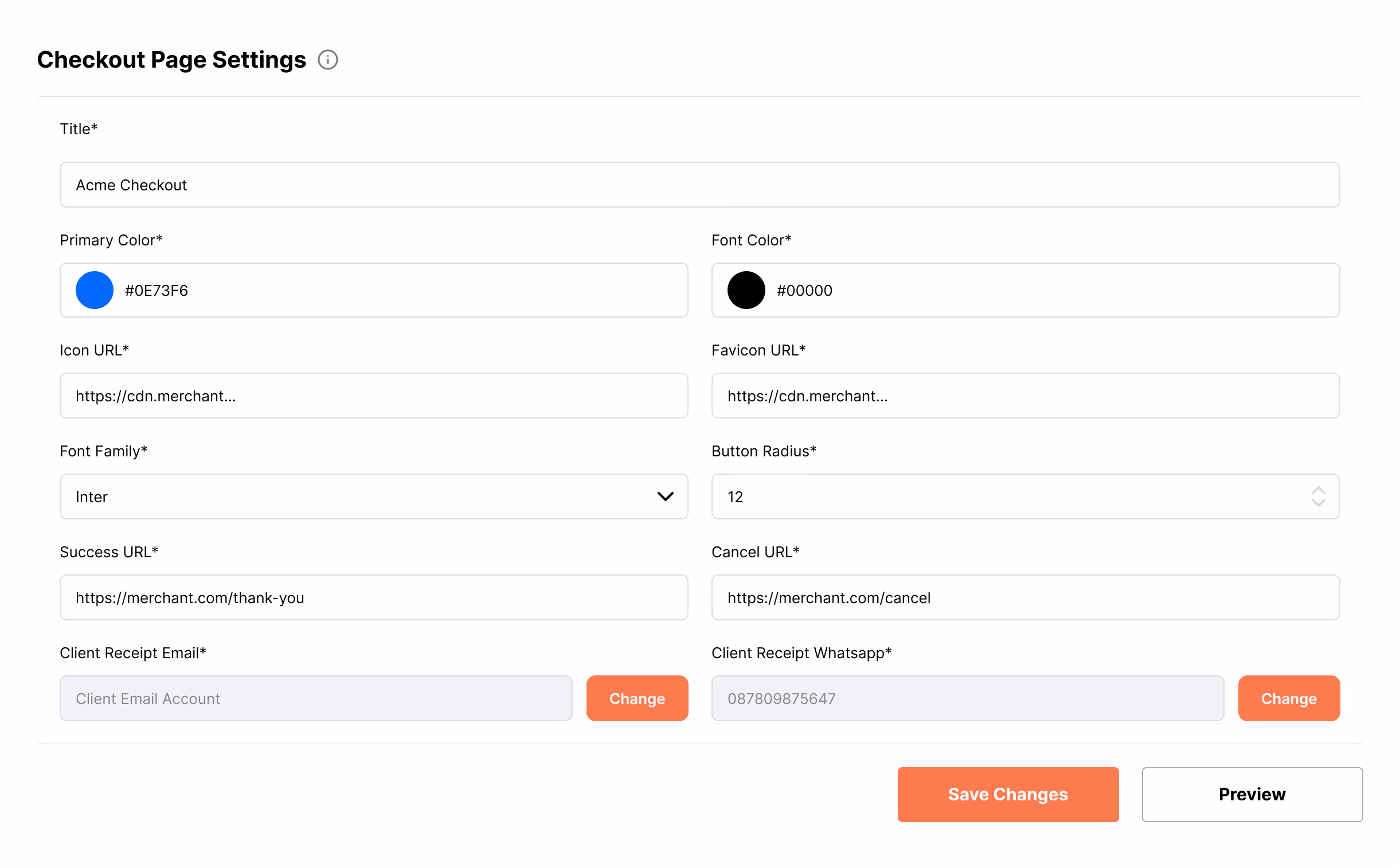 Hosted checkout payment form